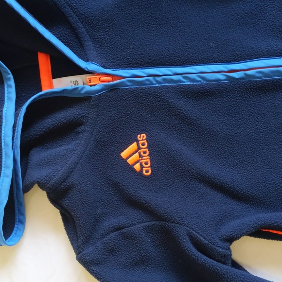 adidas blue fleece zip-up jacket with hood 12 months baby - Picture 3 of 7